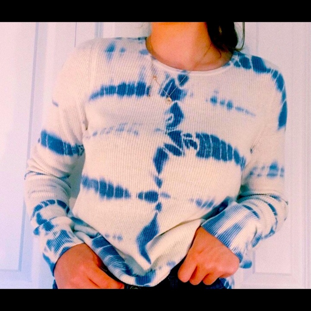 INC blue tie dye sweater
